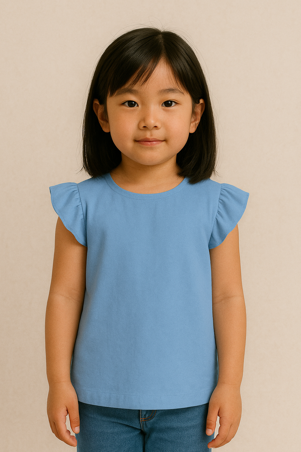 Kids Farah Ruffle Top in Chambray