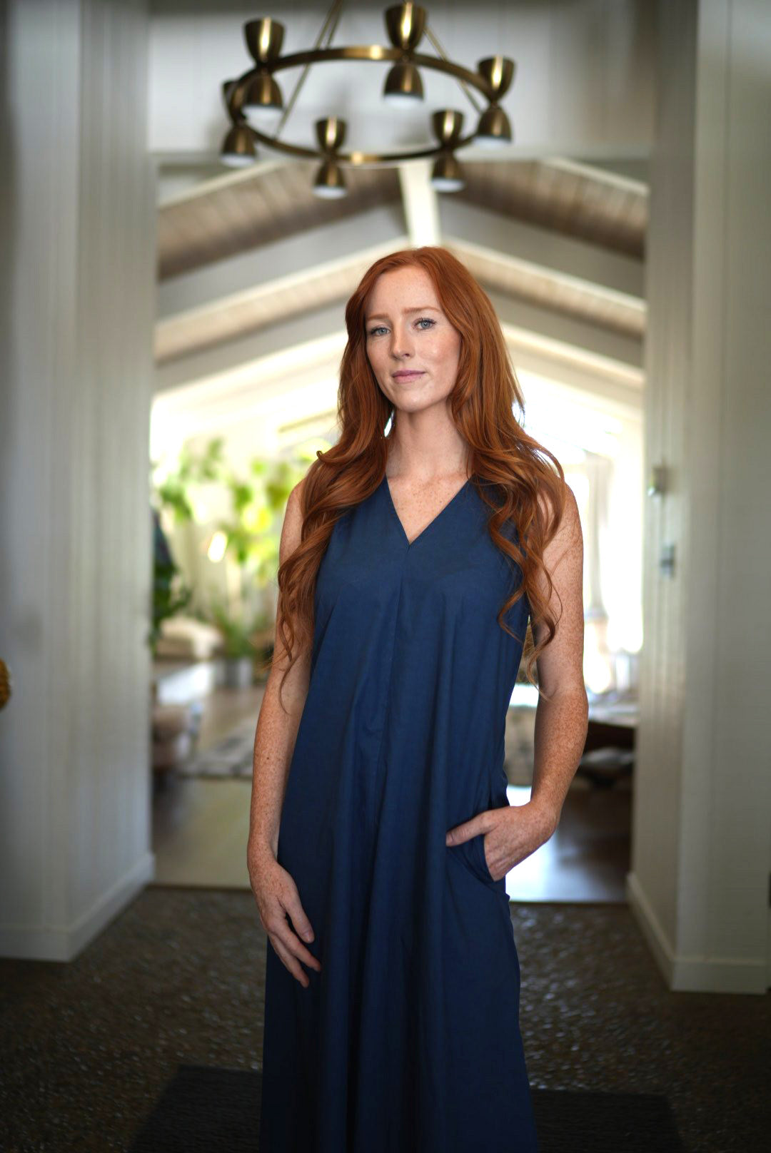 Womens Serena V-neck Dress in Navy