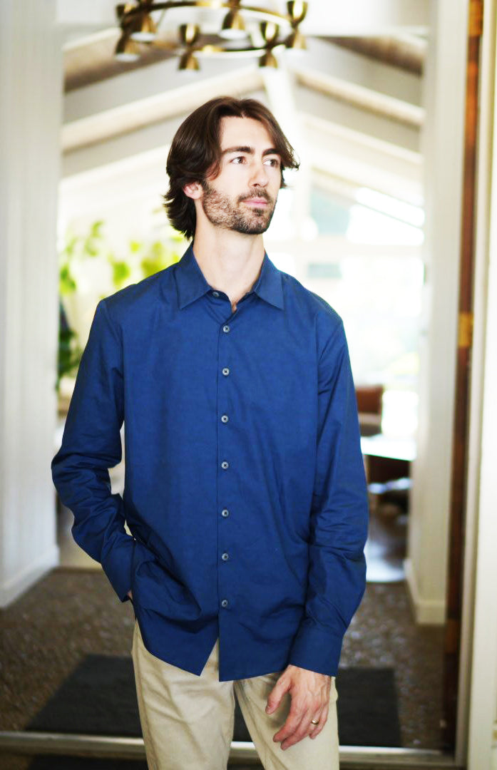 Mens Greg Button-up Shirt in Navy