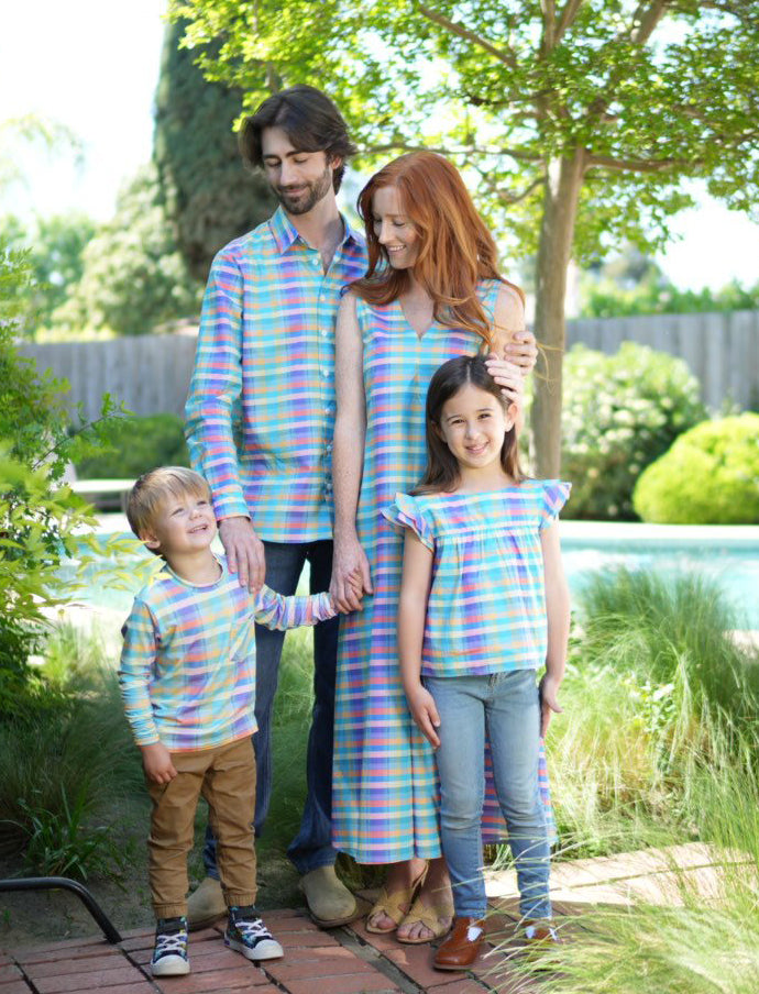 Kids Heath Pocket Tee in Spring Plaid