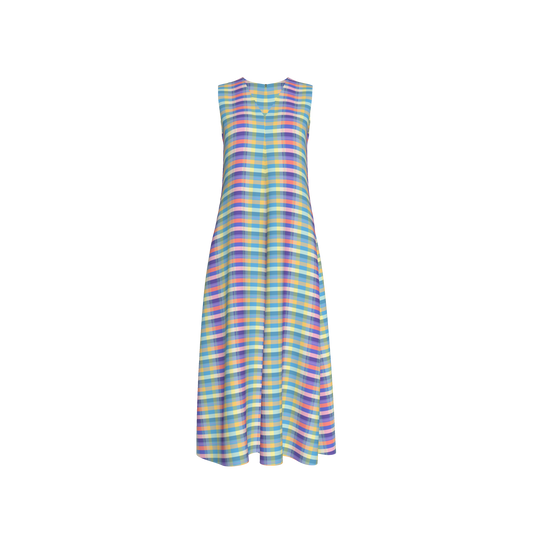 Womens Serena V-neck Dress in Spring Plaid