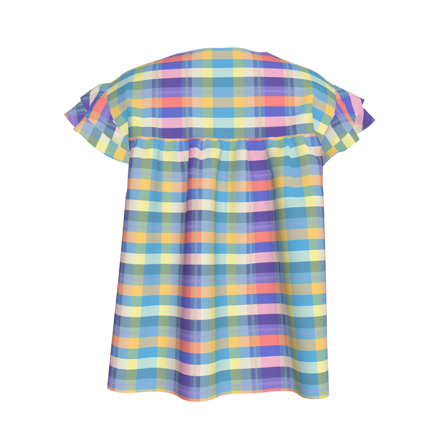 Kids Farah Ruffle Top in Spring Plaid