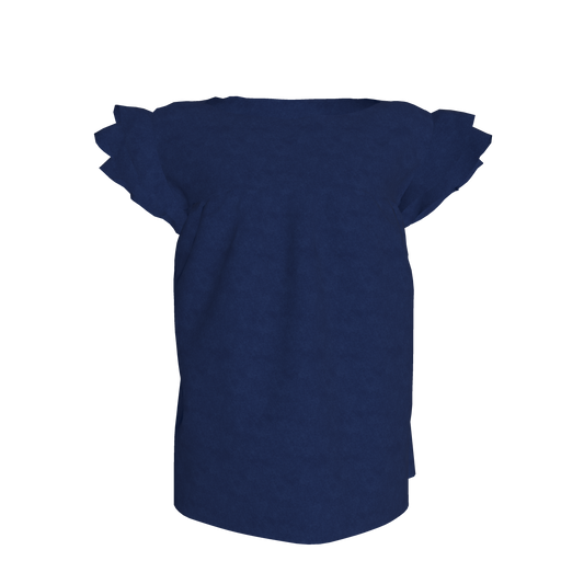 Kids Farah Ruffle Top in Navy