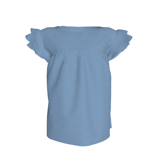 Kids Farah Ruffle Top in Chambray