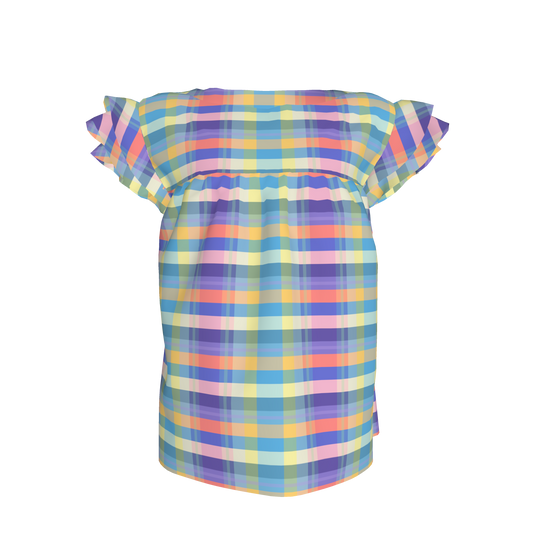 Kids Farah Ruffle Top in Spring Plaid