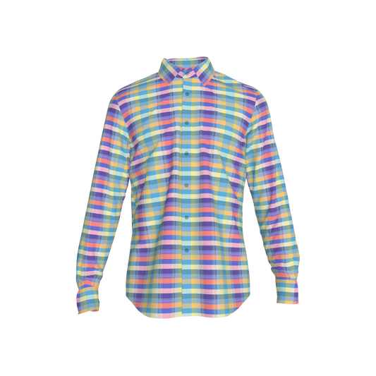 Mens Greg Button-up Shirt in Spring Plaid