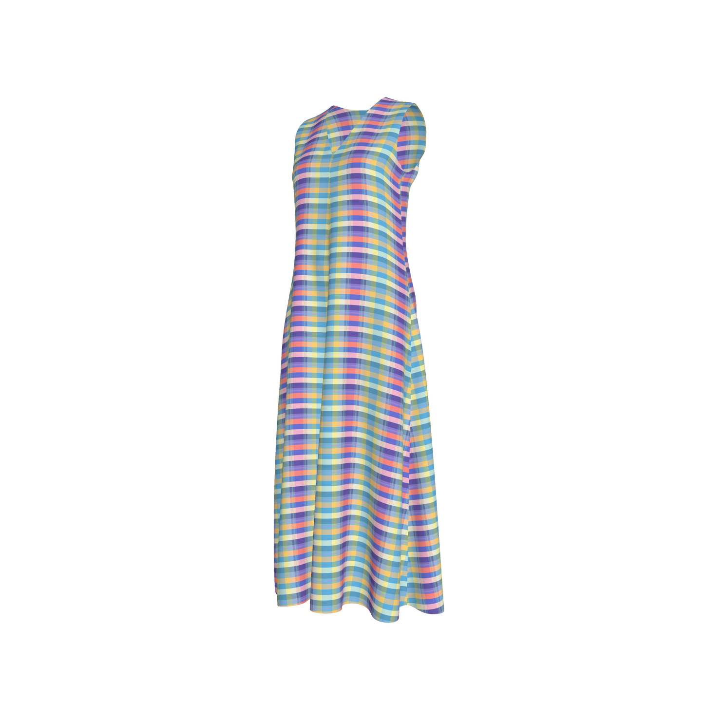 Womens Serena V-neck Dress in Spring Plaid