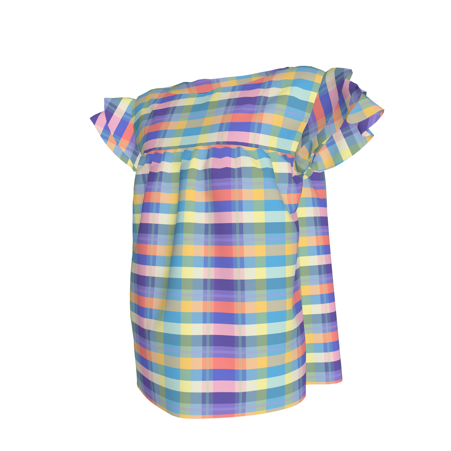 Kids Farah Ruffle Top in Spring Plaid
