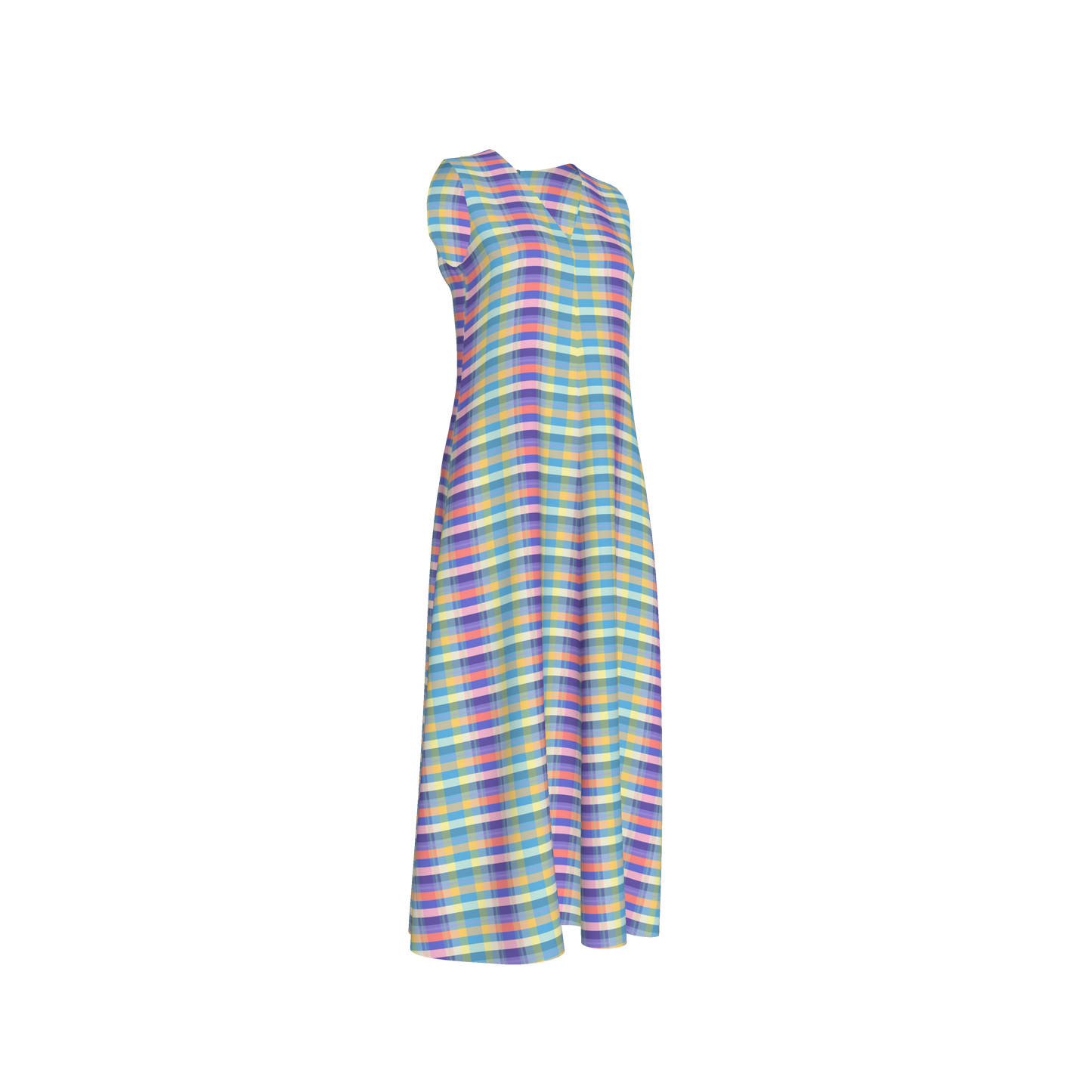 Womens Serena V-neck Dress in Spring Plaid