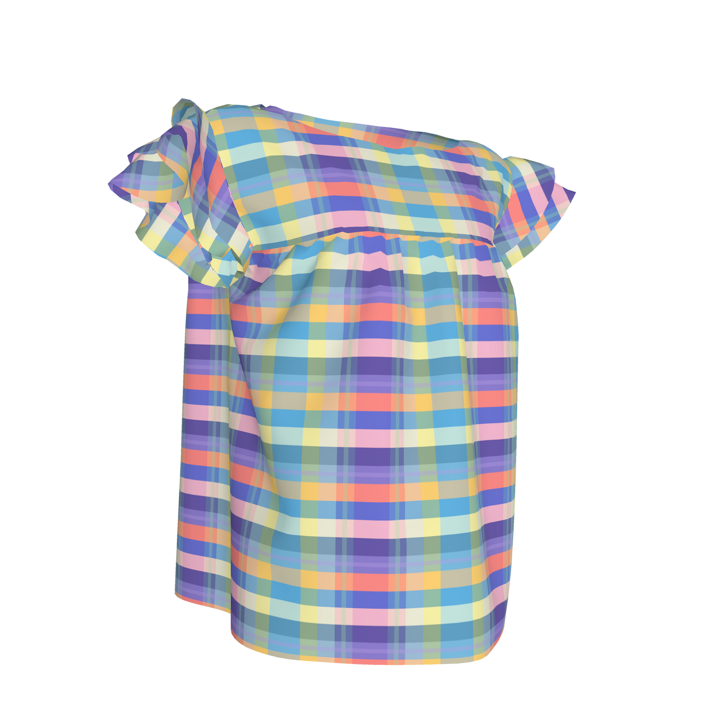Kids Farah Ruffle Top in Spring Plaid